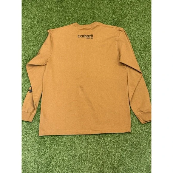 Carhartt Shirt Mens Medium Tan Work Wear Loose Fit Long Sleeve Base Layer - Picture 2 of 12
